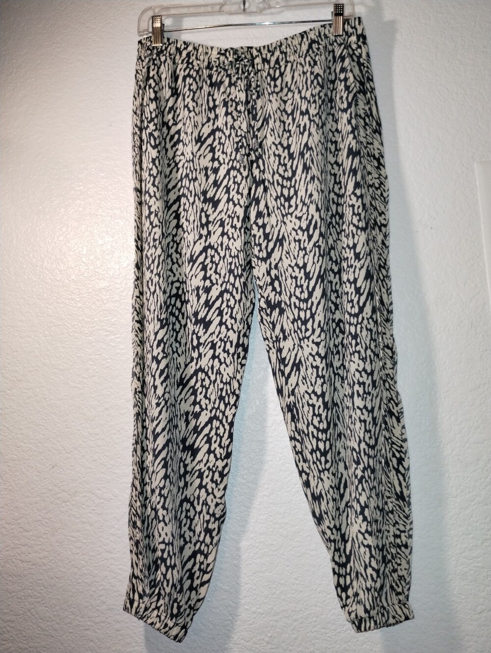 Tavik Pants Flowy Blue White Print Elastic Waistband Drawstring Size Medium